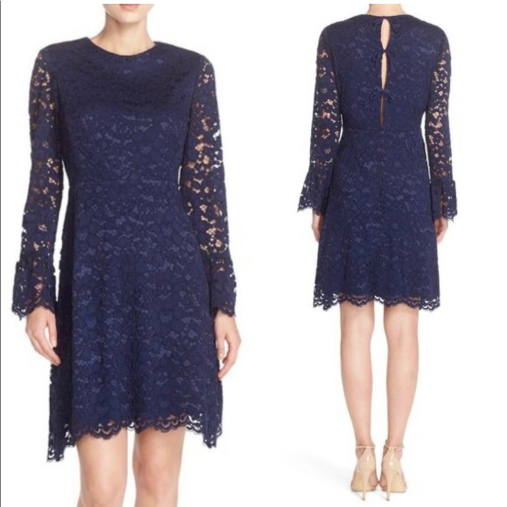 Betsey Johnson Navy Lace Fit & Flare Dress